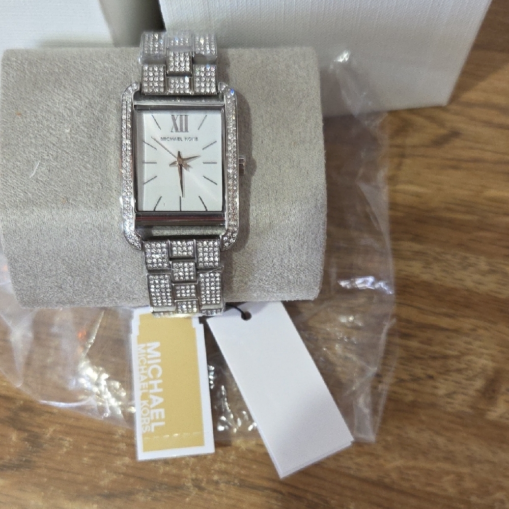 Michael Kors Silver Rectangular Watch NWT - image 3
